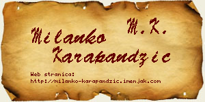 Milanko Karapandžić vizit kartica